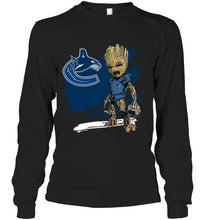 Load image into Gallery viewer, Vancouver Canucks angry baby groot ripped simpson shirt