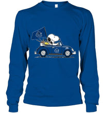 Load image into Gallery viewer, Snoopy drives Vancouver Canucks beetle car fan t shirt