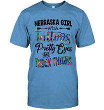 Load image into Gallery viewer, Nebraska girl tattoos pretty eyes and thick thighs White T Shirt
