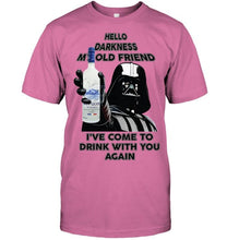 Load image into Gallery viewer, Darth vader loves Grey Goose Vodka Hello darkness my old friend i've come to drink with you again t shirt