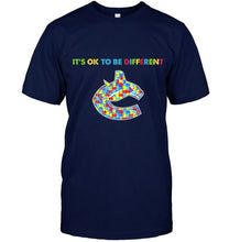 Load image into Gallery viewer, Vancouver Canucks autism It's okie to be different t shirt