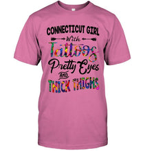 Load image into Gallery viewer, Connecticut girl tattoos pretty eyes and thick thighs White T Shirt