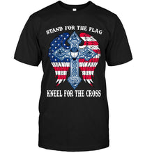 Load image into Gallery viewer, Stand for flag kneel for cross Vancouver Canucks jesus cross american flag wings shirt