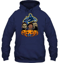 Load image into Gallery viewer, Vancouver Canucks halloween Michael Myers Freddy Krueger Jason pumpkin shirt