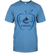 Load image into Gallery viewer, Vancouver Canucks heartbeat teacher apple simpson shirt