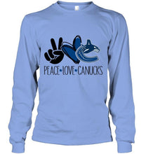 Load image into Gallery viewer, Peace love Vancouver Canucks fan t shirt