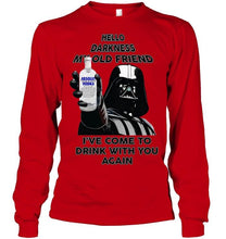 Load image into Gallery viewer, Darth vader loves Absolut Vodka Hello darkness my old friend i've come to drink with you again t shirt