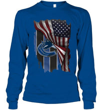 Load image into Gallery viewer, Vancouver Canucks american flag fan shirt