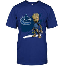 Load image into Gallery viewer, Vancouver Canucks angry baby groot ripped simpson shirt