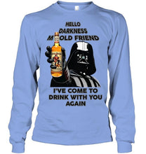 Load image into Gallery viewer, Darth vader loves Captain Morgan Rum Hello darkness my old friend i've come to drink with you again t shirt