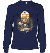 Load image into Gallery viewer, Edmonton Oilers Jack Skellington shirt
