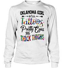 Load image into Gallery viewer, Oklahoma girl tattoos pretty eyes and thick thighs White T Shirt