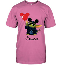 Load image into Gallery viewer, Vancouver Canucks baby yoda vacay in disneyland fan t shirt