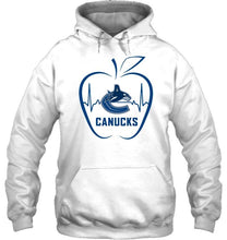 Load image into Gallery viewer, Vancouver Canucks heartbeat teacher apple simpson shirt