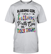 Load image into Gallery viewer, Alabama girl tattoos pretty eyes and thick thighs White T Shirt