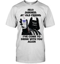Load image into Gallery viewer, Darth vader loves Absolut Vodka Hello darkness my old friend i've come to drink with you again t shirt