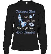 Load image into Gallery viewer, Canucks Girl I am who I am your approval isn't needed Vancouver Canucks fan high heel glittering shirt