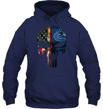 Load image into Gallery viewer, Vancouver Canucks skull american flag shirt