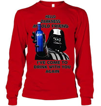 Load image into Gallery viewer, Darth vader loves Skyy Vodka Hello darkness my old friend i've come to drink with you again t shirt