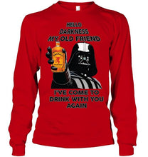 Load image into Gallery viewer, Darth vader loves Fireball Cinnamon Whisky Hello darkness my old friend i've come to drink with you again t shirt