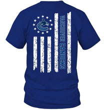 Load image into Gallery viewer, Vancouver Canucks star american flag on back shirt