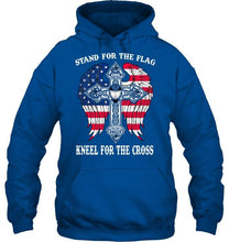 Load image into Gallery viewer, Stand for flag kneel for cross Vancouver Canucks jesus cross american flag wings shirt