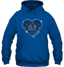 Load image into Gallery viewer, Vancouver Canucks heart glitter pattern fan shirt