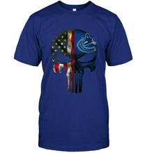 Load image into Gallery viewer, Vancouver Canucks skull american flag shirt
