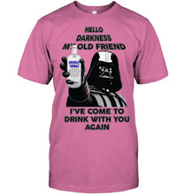 Load image into Gallery viewer, Darth vader loves Absolut Vodka Hello darkness my old friend i've come to drink with you again t shirt