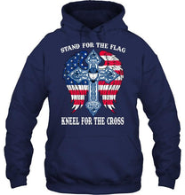 Load image into Gallery viewer, Stand for flag kneel for cross Vancouver Canucks jesus cross american flag wings shirt