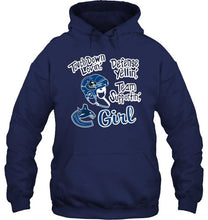 Load image into Gallery viewer, touch down lovin defense yellin team supportin Vancouver Canucks girl shirt