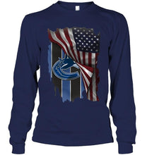 Load image into Gallery viewer, Vancouver Canucks american flag fan shirt