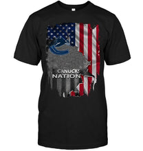 Load image into Gallery viewer, Vancouver Canucks nation american flag ripped shirt