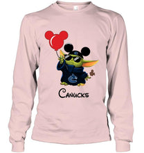 Load image into Gallery viewer, Vancouver Canucks baby yoda vacay in disneyland fan t shirt
