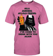Load image into Gallery viewer, Darth vader loves Fireball Cinnamon Whisky Hello darkness my old friend i've come to drink with you again t shirt