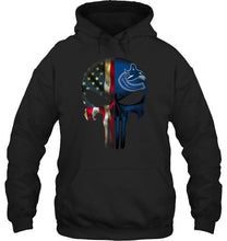 Load image into Gallery viewer, Vancouver Canucks skull american flag shirt