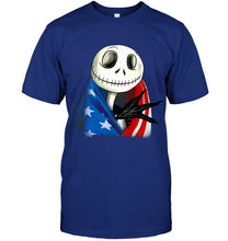 Load image into Gallery viewer, Jack Skellington American flag shirt