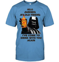 Load image into Gallery viewer, Darth vader loves Fireball Cinnamon Whisky Hello darkness my old friend i've come to drink with you again t shirt
