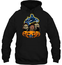 Load image into Gallery viewer, Vancouver Canucks halloween Michael Myers Freddy Krueger Jason pumpkin shirt