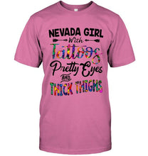 Load image into Gallery viewer, Nevada girl tattoos pretty eyes and thick thighs White T Shirt