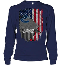 Load image into Gallery viewer, Vancouver Canucks nation american flag ripped shirt