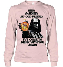 Load image into Gallery viewer, Darth vader loves Crown Royal Whisky Hello darkness my old friend i've come to drink with you again t shirt