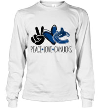 Load image into Gallery viewer, Peace love Vancouver Canucks fan t shirt
