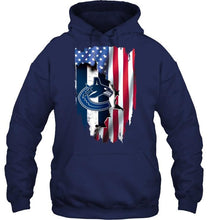 Load image into Gallery viewer, Vancouver Canucks flag ripped american flag shirt