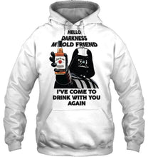 Load image into Gallery viewer, Darth vader loves Jim Beam Bourbon Hello darkness my old friend i've come to drink with you again t shirt