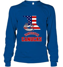 Load image into Gallery viewer, Vancouver Canucks British Columbia 4th July independence day american flag shirt