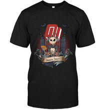 Load image into Gallery viewer, Oklahoma Sooners Jack Skellington shirt
