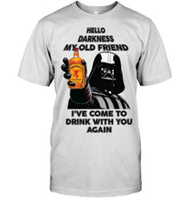 Load image into Gallery viewer, Darth vader loves Fireball Cinnamon Whisky Hello darkness my old friend i've come to drink with you again t shirt