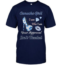 Load image into Gallery viewer, Canucks Girl I am who I am your approval isn't needed Vancouver Canucks fan high heel glittering shirt