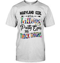 Load image into Gallery viewer, Maryland  girl tattoos pretty eyes and thick thighs White T Shirt